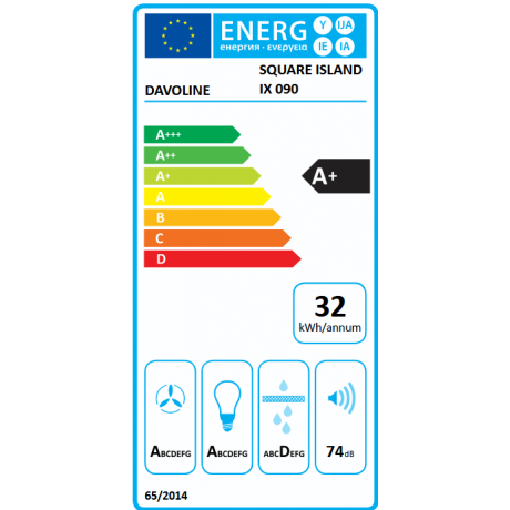 Davoline SQUARE 090 ΙΧ Inox 90cm Απορροφητήρας Νησίδα